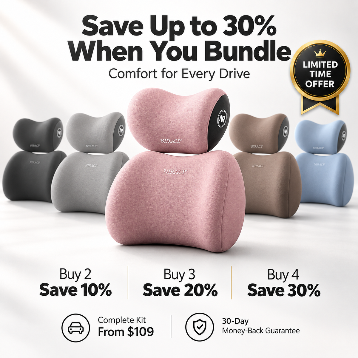 Driver’s Comfort Kit bundle options with savings for buying multiple lumbar and neck support sets